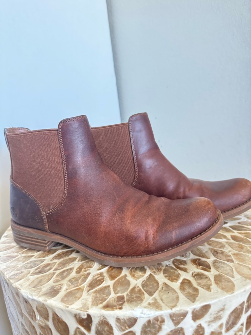 Timberland Magby Chelsea Ankle Leather Boots in Cognac Brown size 8 - Picture 2 of 11